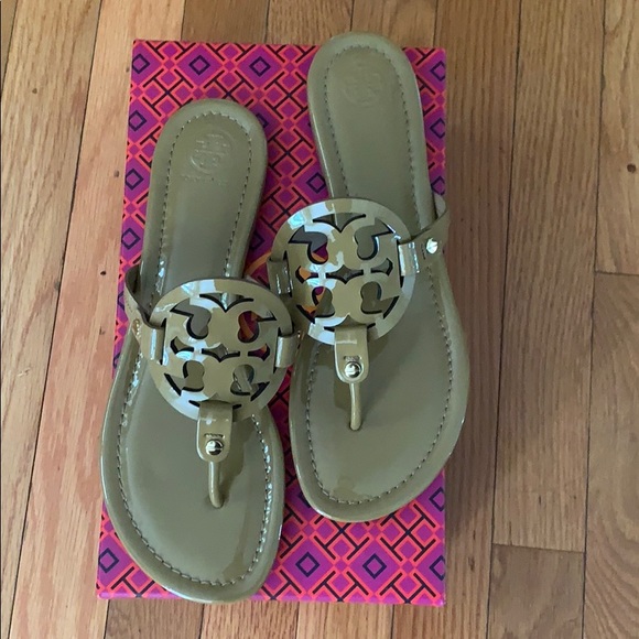 Tory Burch Shoes - Tory Burch Miller Patent Leather Sandal, Sand